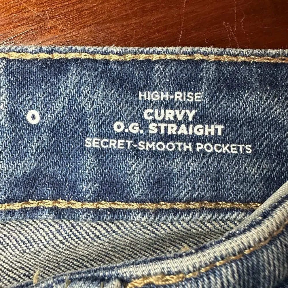 Old Navy High Rise Curvy O.G. Straight Secret-Smooth Pocket Jeans Sz 0 Blue